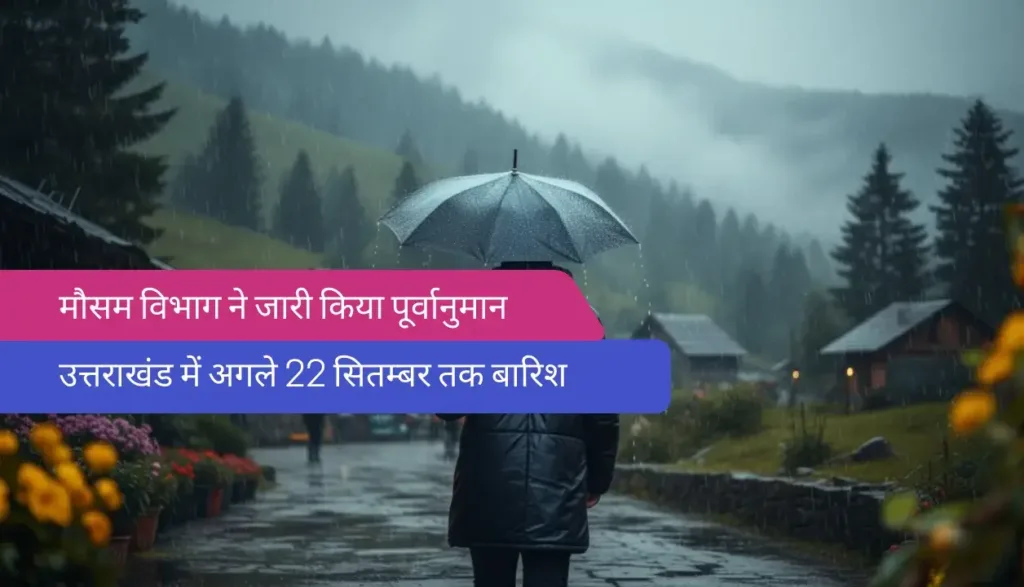 उत्तराखंड में अगले 22 सितम्बर तक बारिश: मौसम विभाग ने जारी किया पूर्वानुमान