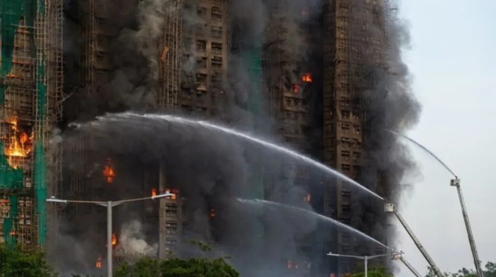 हांगकांग ताई पो मे लगी भीषण आग: 13 जानें गईं, 700 लोग बचाव की जद में, इमारतों के ऊपर धुएं का घना आसमान