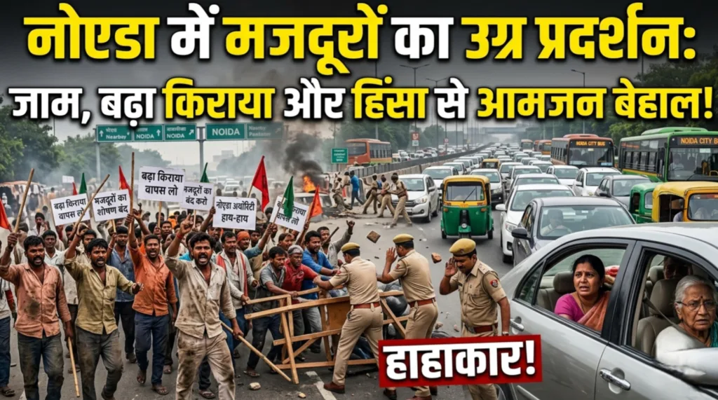 नोएडा में मजदूरों का उग्र प्रदर्शन: जाम, बढ़ा किराया और हिंसा से आमजन बेहाल नोएडा में मजदूरों का उग्र प्रदर्शन: जाम, बढ़ा किराया और हिंसा से आमजन बेहाल