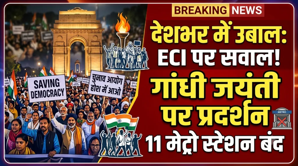 चुनाव आयोग और SIR पर घमासान: गांधी जयंती पर दिल्ली से मुंबई तक उबाल, 11 मेट्रो स्टेशन बंद